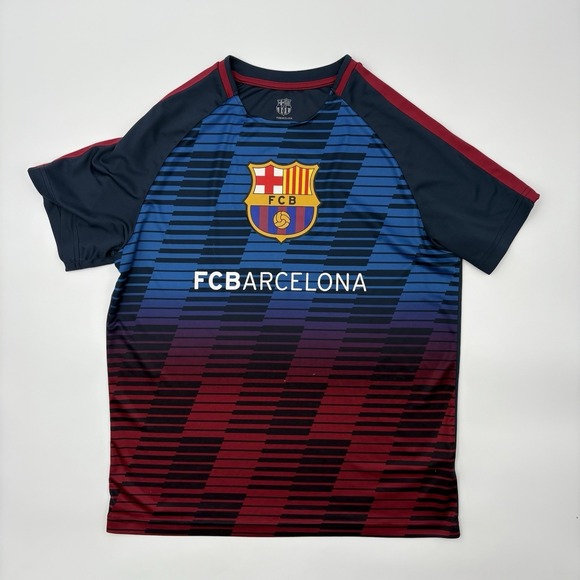 HKY FC Barcelona Other - HKY FC Barcelona Mens Large Training Soccer Jersey Blue Red Short Sleeve